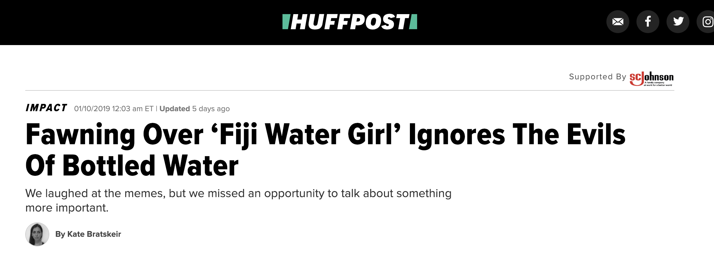 Huffington Post article - Fiji Water 