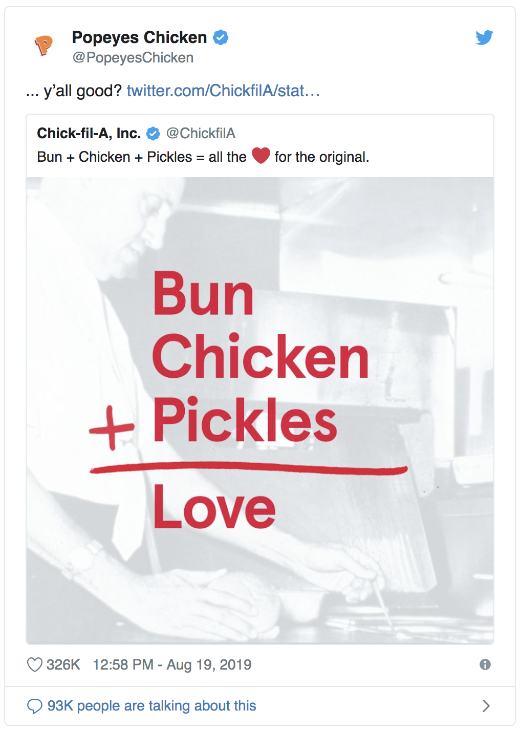 The Popeyes and Chick-fil-A tweets that started the Twitter chicken war