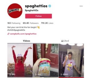 SpaghettiOs TikTok page